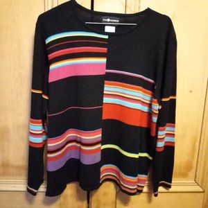 Sag Harbor Geometric Block & Stripe Sweater Size 2X (T-324)